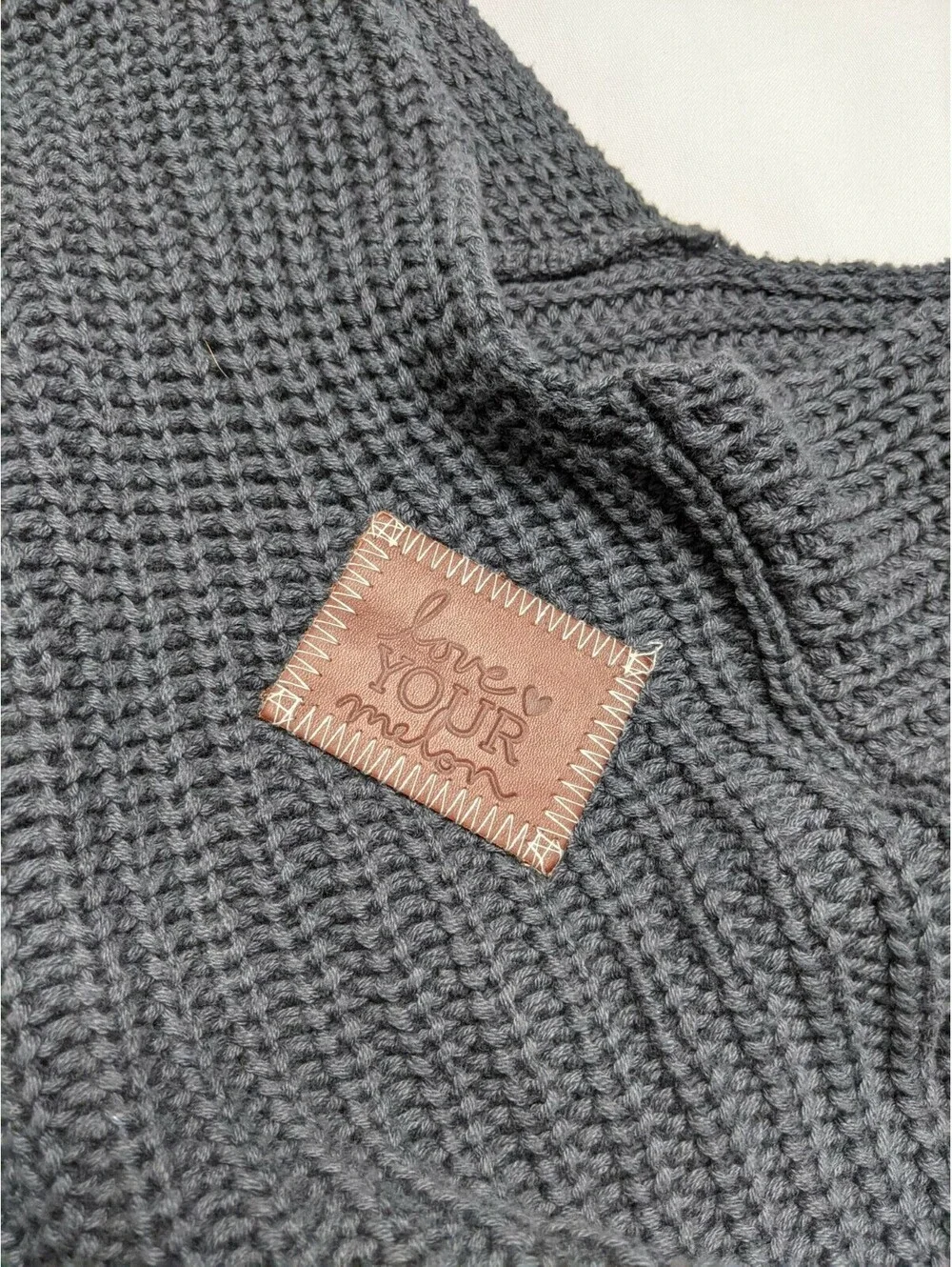 Love Your Melon Poncho Shawl Knit Sweater Women Large Cotton Charcoal Gray Scarf